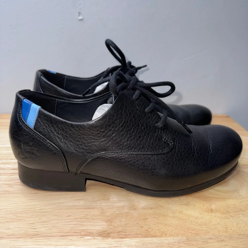 John Fluevog CBC Black Pebbled Leather Derby Oxford Shoes Mens 7 Womens 9